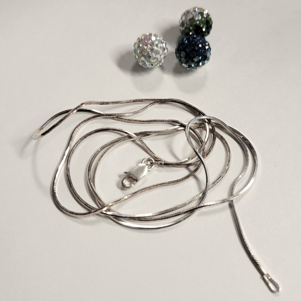 Sterling Silver Necklace 30" Snake Necklace 925 Sterling Silver Chain 30in- NEW!